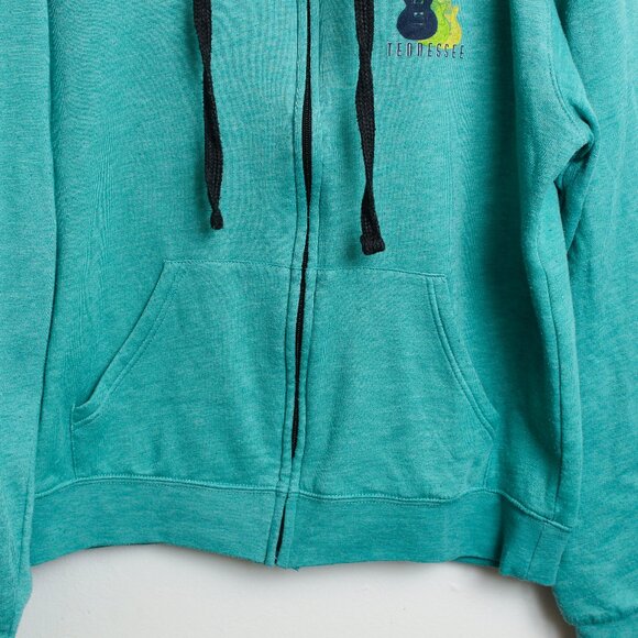 Nashville Tennessee Hoodie Mens Medium Teal Country Music Full Zip - Picture 5 of 8